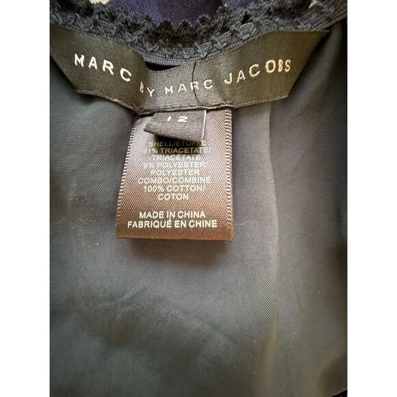 Marc Jacobs Navy Silky Polyester Blend Top - Navy - Size 12 - EUC - Picture 5 of 6